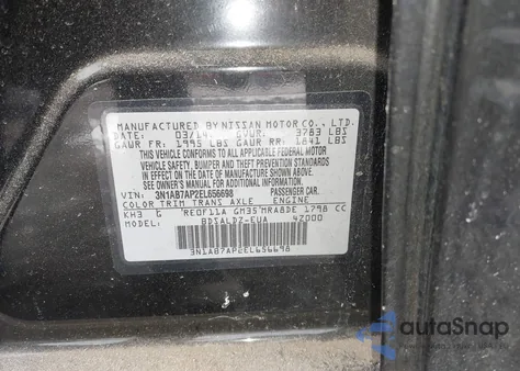 2014 Nissan Sentra Sv z USA, uszkodzony, nr VIN 3N1AB7AP2EL656698